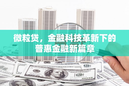 松滋微粒贷，金融科技革新下的普惠金融新篇章