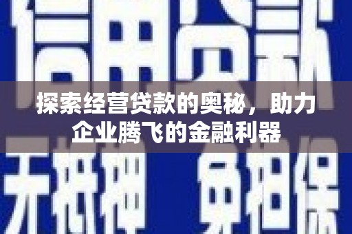 松滋探索经营贷款的奥秘，助力企业腾飞的金融利器