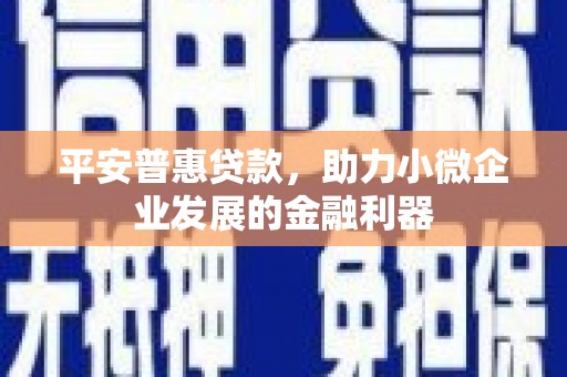 松滋平安普惠贷款，助力小微企业发展的金融利器